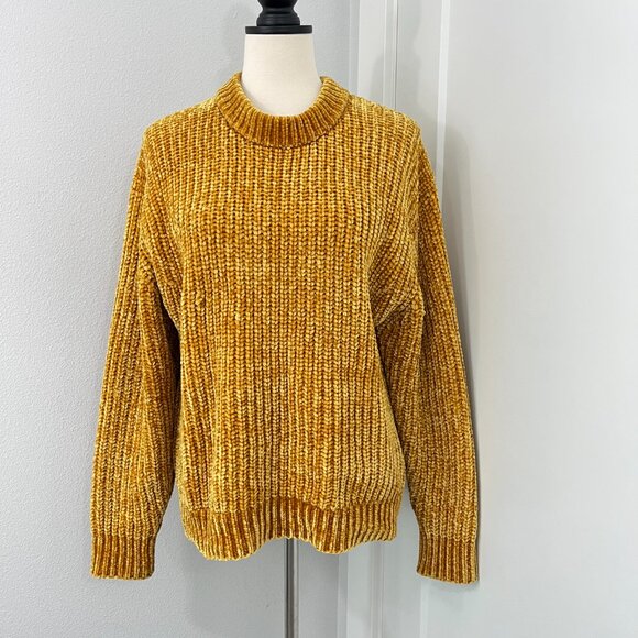Aritzia WILFRED Medium Marigold Essential Chenille Knit Crew Neck Sweater - Picture 1 of 9